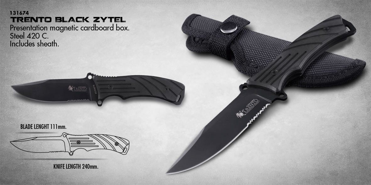 E-shop TRENTO BLACK ZYTEL Taktický nôž - dýka s púzdrom