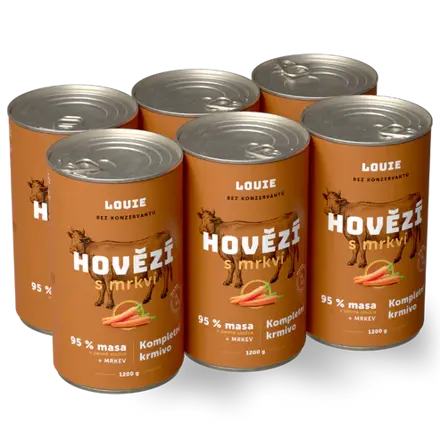 6pack Konzerva pre psov - Hovädzie s mrkvou
