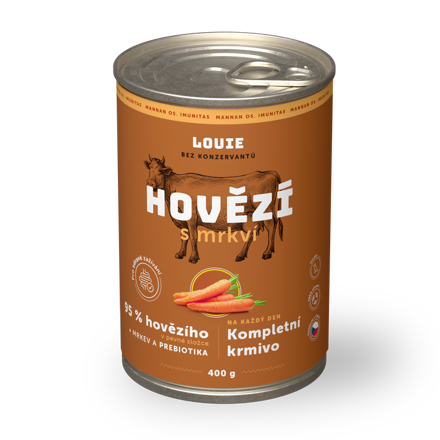 Konzerva pre psov - Hovädzie s mrkvou