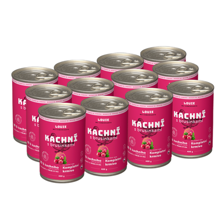 12pack Konzerva pre psov - Kačica s brusnicami