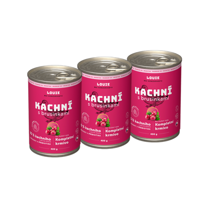 3pack Konzerva pre psov - Kačica s brusnicami