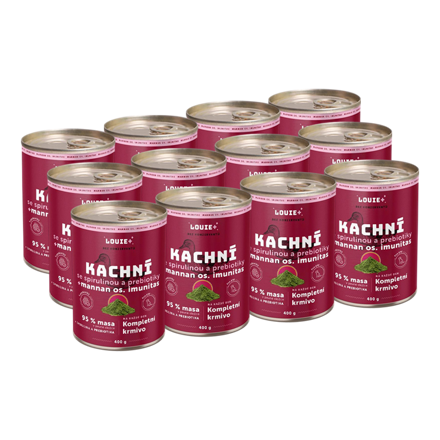 12pack Konzerva pre psov - Kačica so spirulinou + prebiotiká