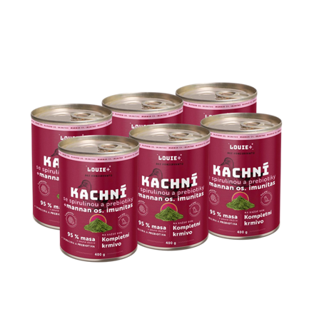 6pack Konzerva pre psov - Kačica so spirulinou + prebiotiká