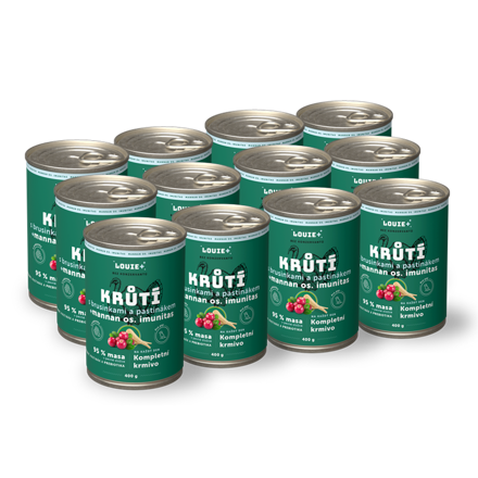 12pack Konzerva pre psov - Morčacie s brusnicami, paštrnákom + prebiotiká