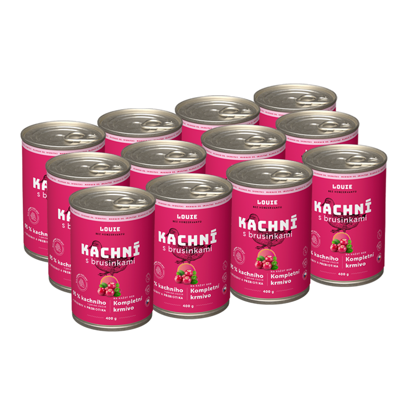 12pack Konzerva pre psov - Kačica s brusnicami