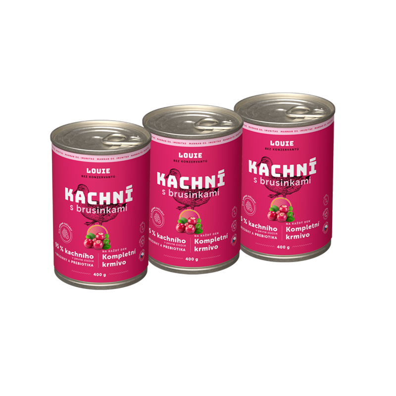 3pack Konzerva pre psov - Kačica s brusnicami