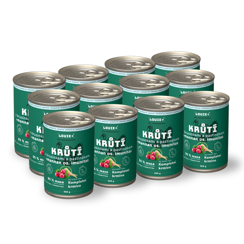 12pack Konzerva pre psov - Morčacie s brusnicami, paštrnákom + prebiotiká