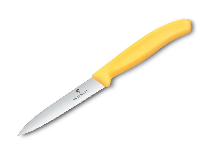Victorinox Swiss Classic kuchynský nôž na zeleninu 10 cm - zúbkovaný, žltý 6.7738.C1