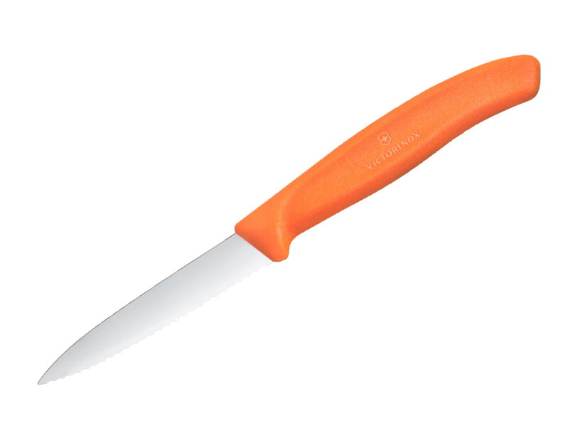 Victorinox Swiss Classic kuchynský nôž na zeleninu 8 cm - zúbkovaný, oranžový 6.7639.C1